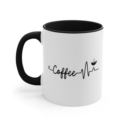 Two Toned Accent Coffee Mug (White and Black, for Coffee Lovers , 11oz