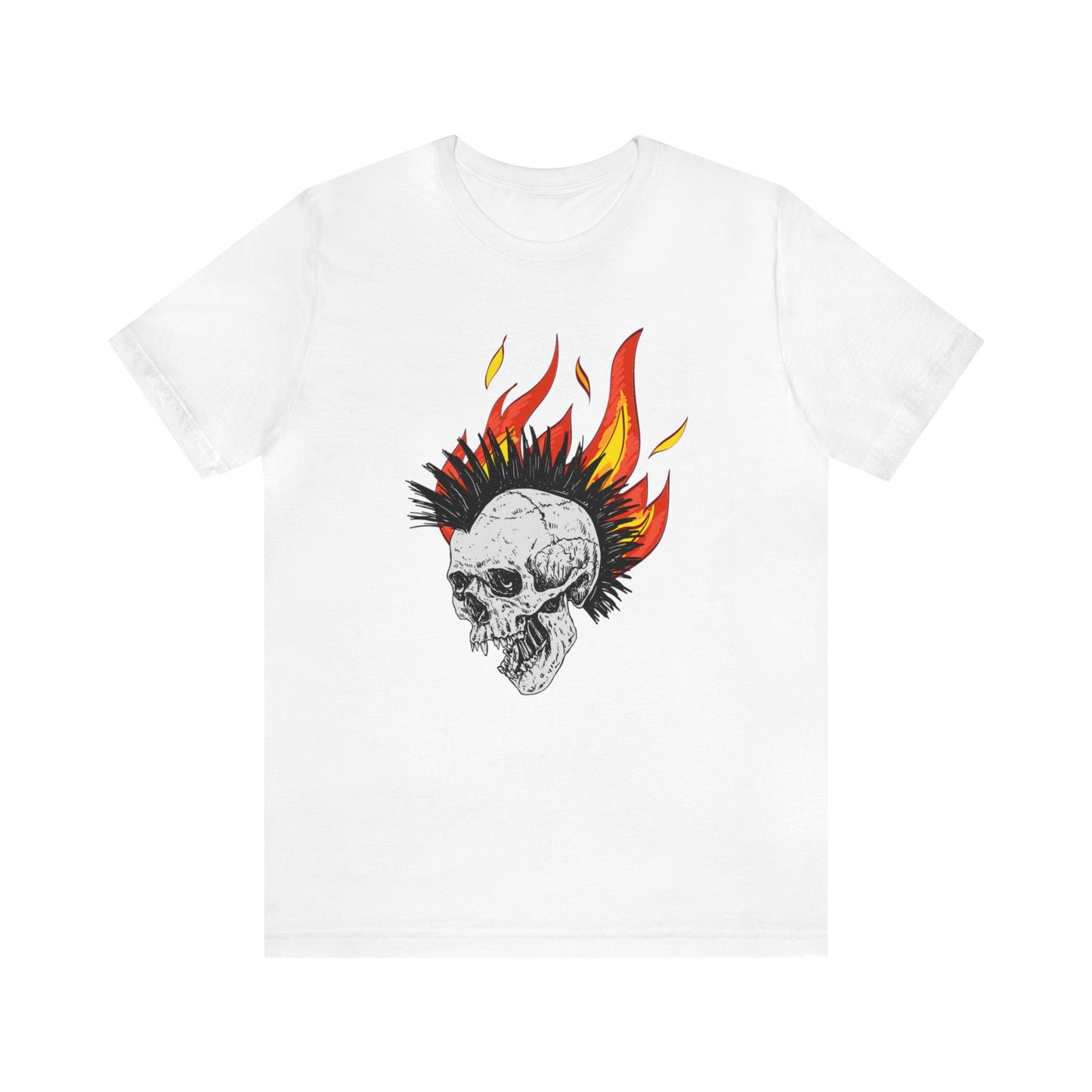 Flaming Skull With Mohawk - Graphic T Shirt