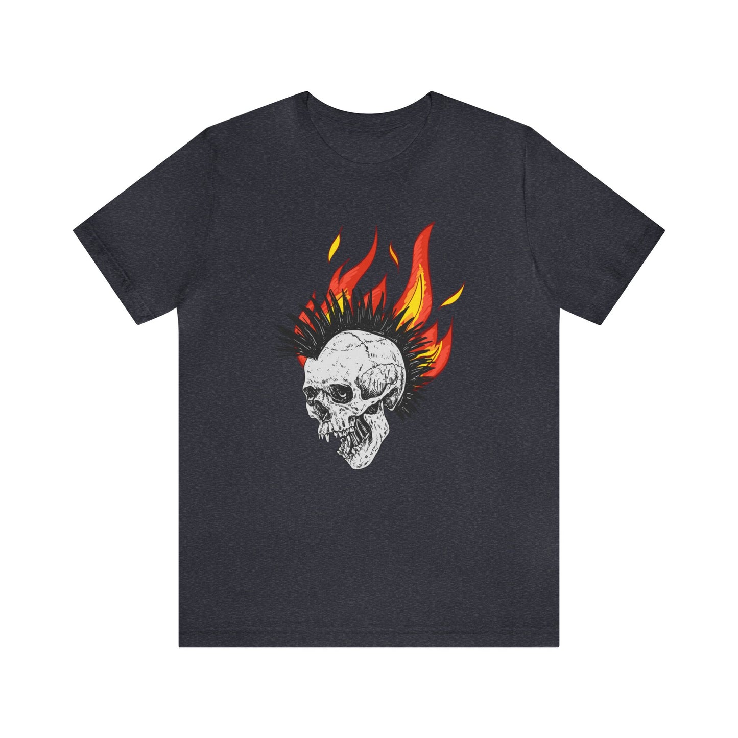 Flaming Skull With Mohawk - Graphic T Shirt