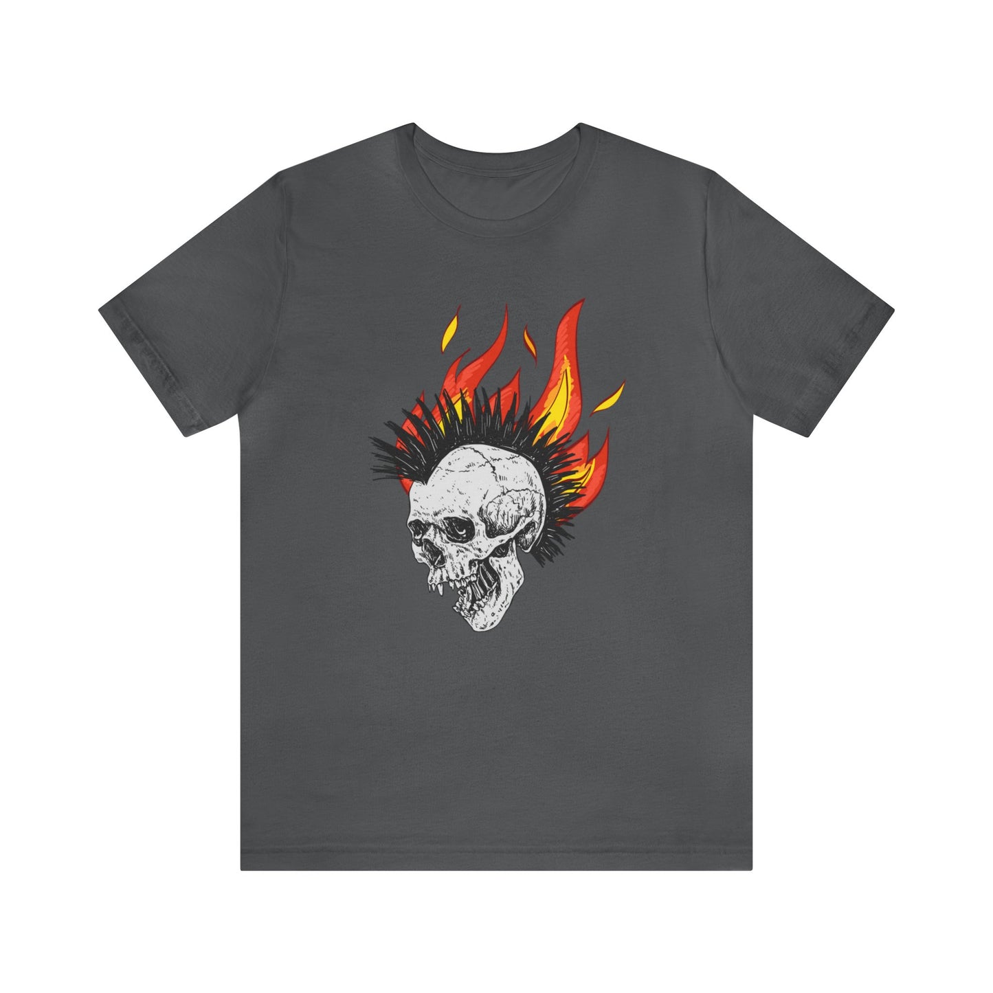 Flaming Skull With Mohawk - Graphic T Shirt