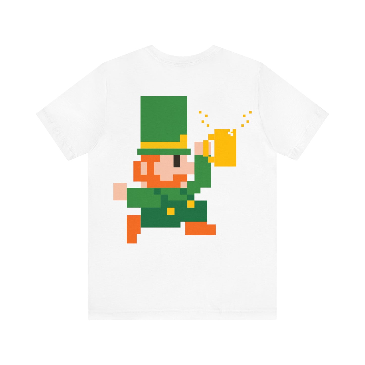 St. Patricks Day Funny T- Shirt :" FRONT- I'm not short, I'm Leprechaun size - Back- Leprechaun W/ Beer"