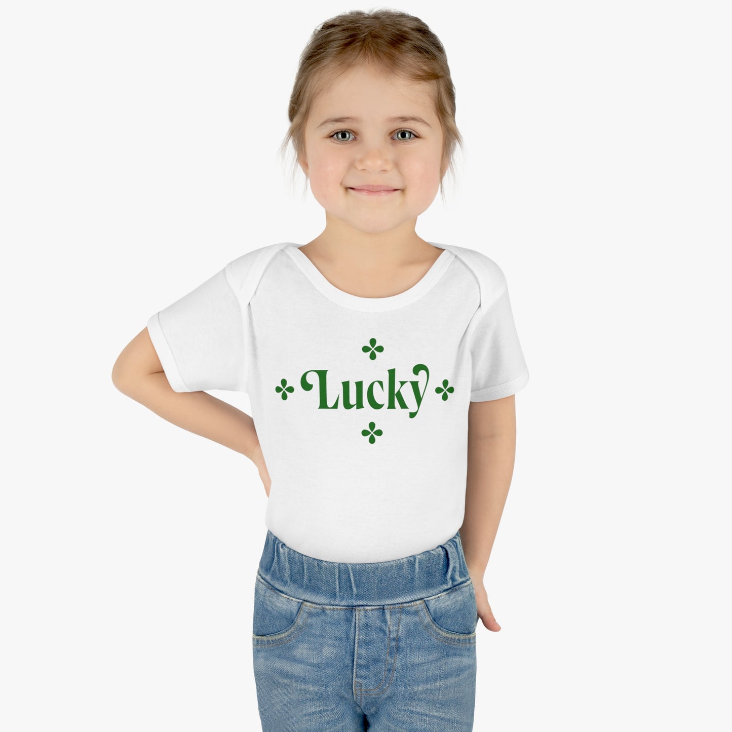 St. Patricks Day - "Lucky" Infant Baby Rib Bodysuit,