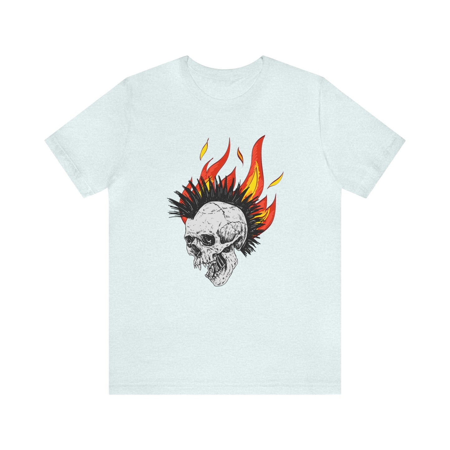 Flaming Skull With Mohawk - Graphic T Shirt