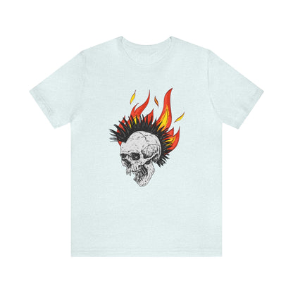 Flaming Skull With Mohawk - Graphic T Shirt