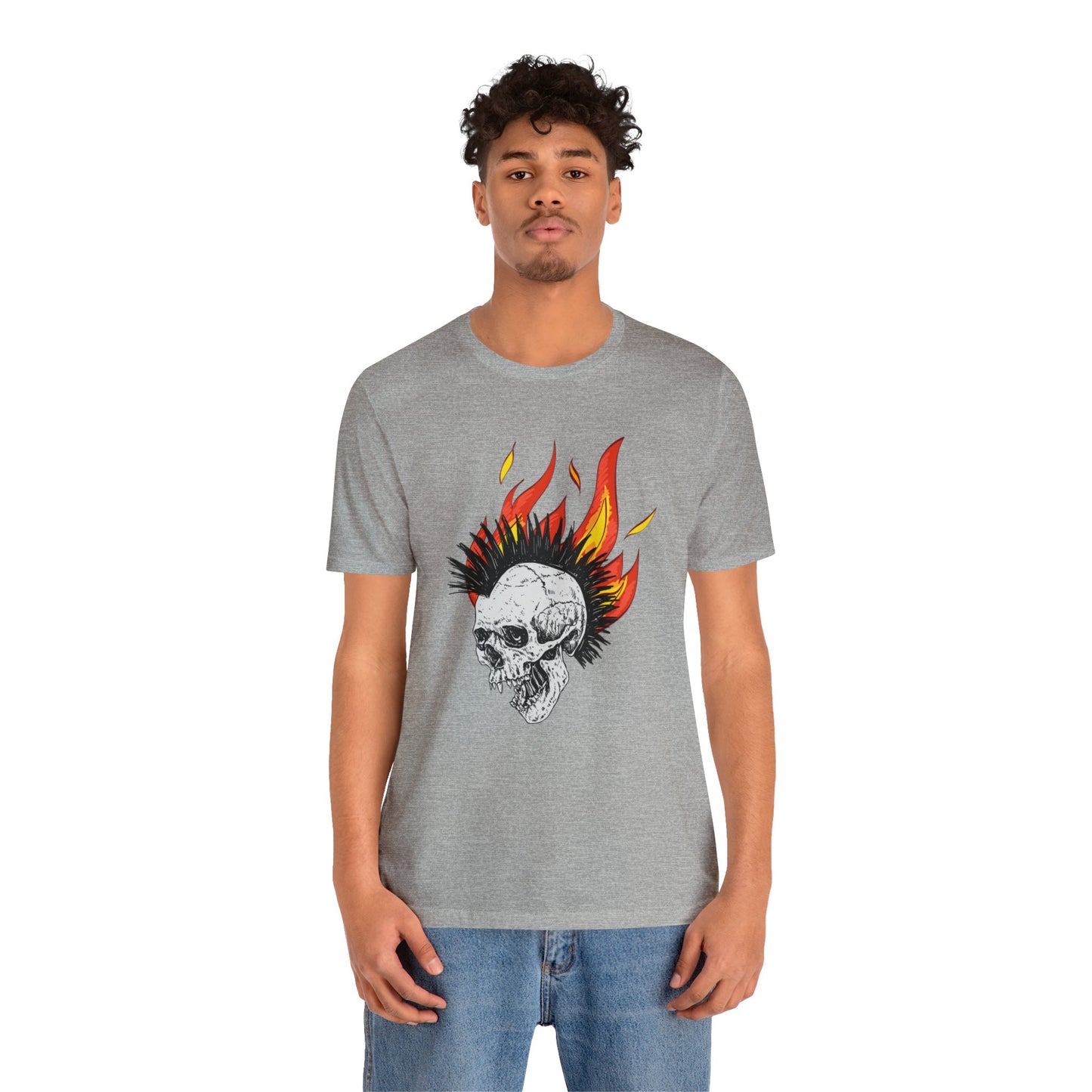 Flaming Skull With Mohawk - Graphic T Shirt