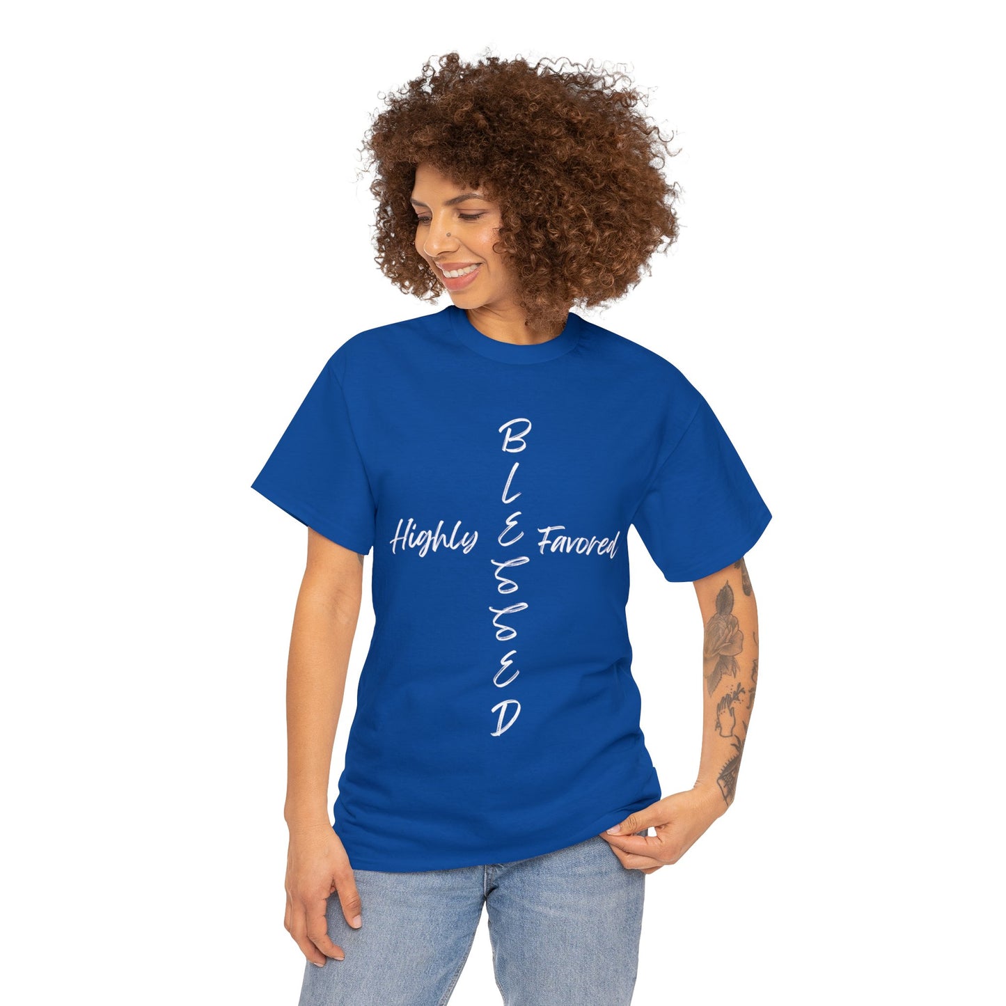 Blessed and Highly Favored - Unisex Heavy Cotton Tee