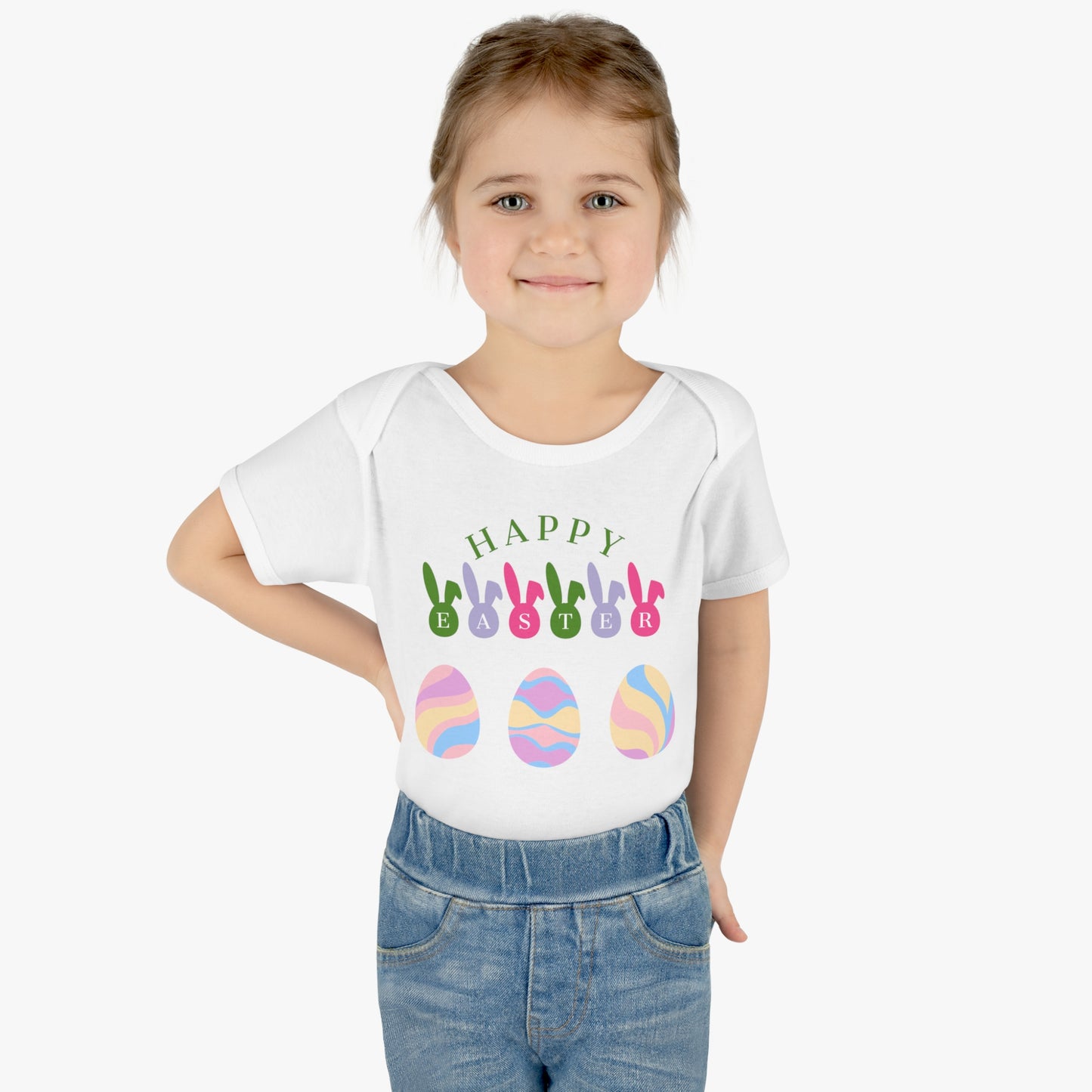 Happy Easter Cute Easter Egg and Bunny Kids Shirt