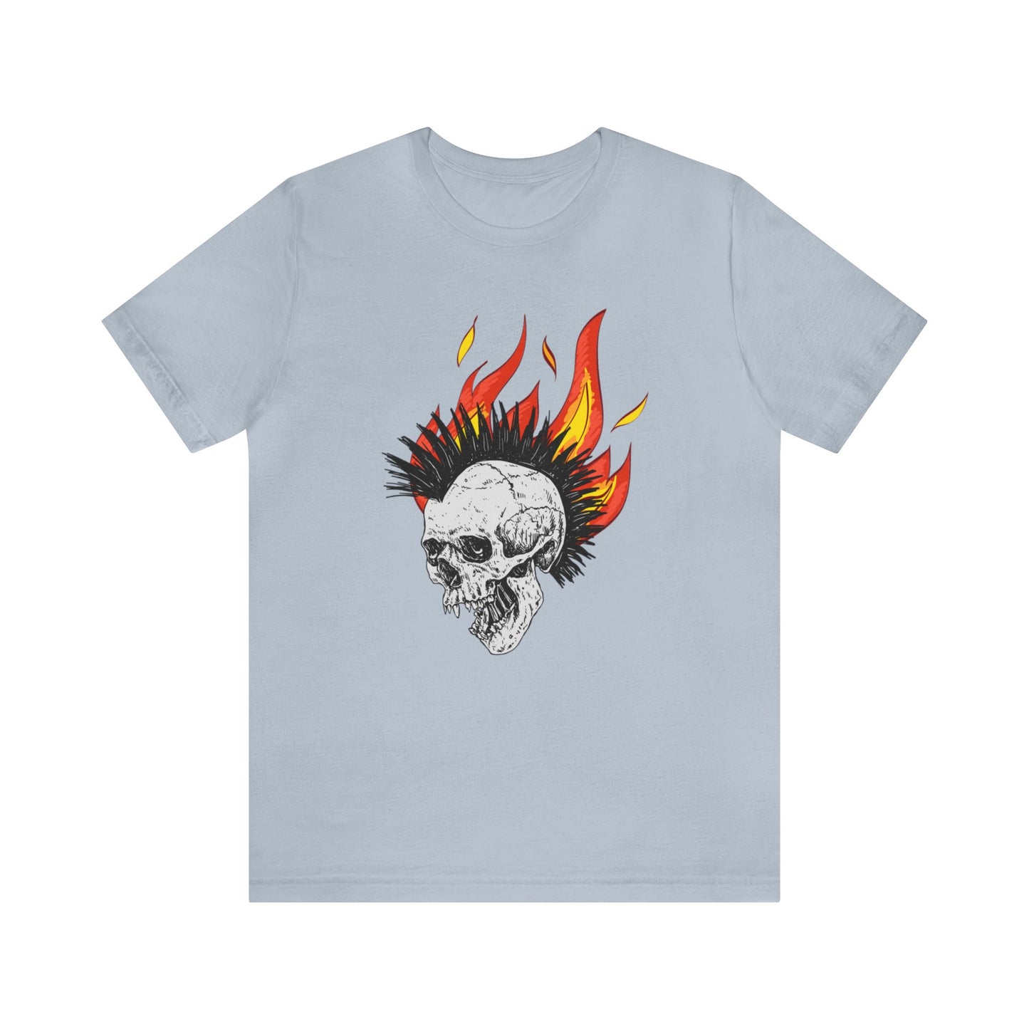 Flaming Skull With Mohawk - Graphic T Shirt