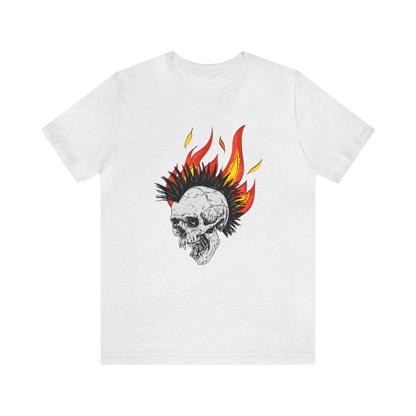 Flaming Skull With Mohawk - Graphic T Shirt