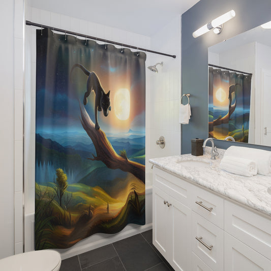 Black Panther Under Moonlight - Shower Curtains