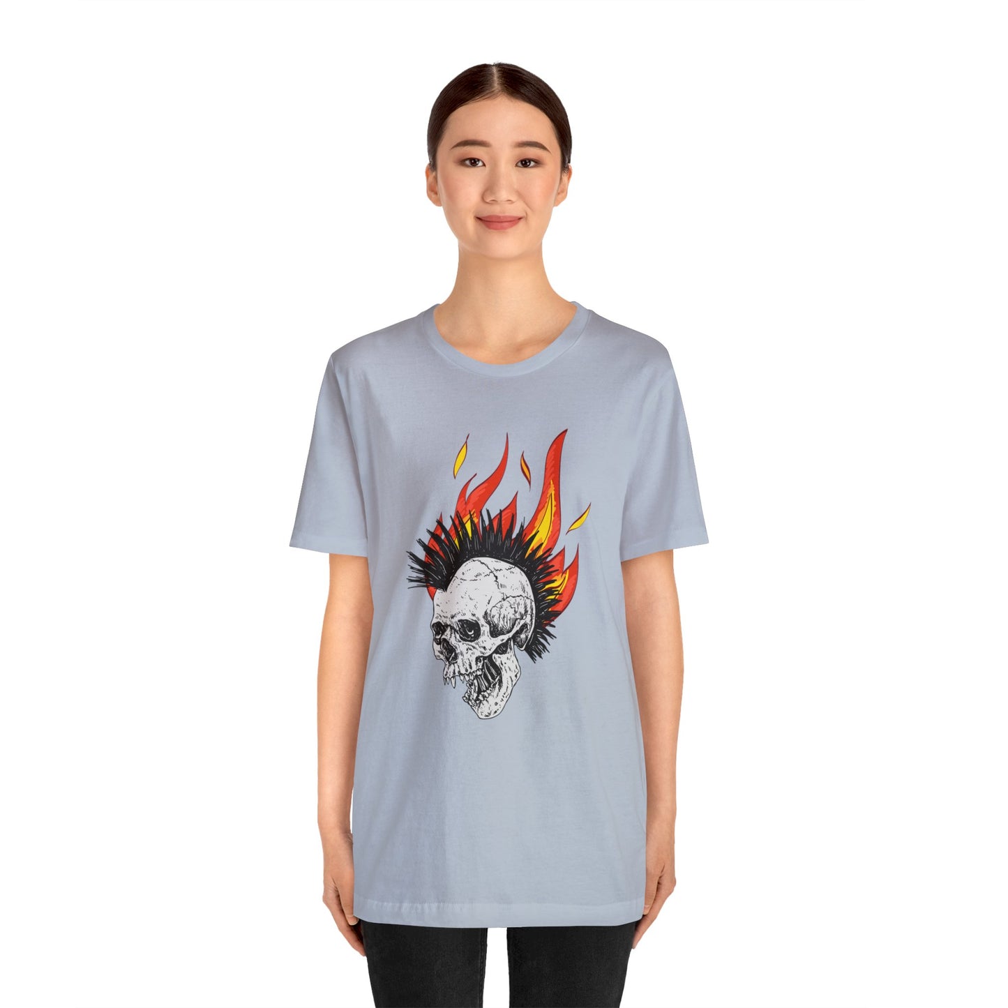 Flaming Skull With Mohawk - Graphic T Shirt