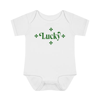 St. Patricks Day - "Lucky" Infant Baby Rib Bodysuit,