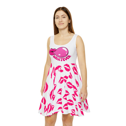 Whatever - Cute Women's Skater Dress with Kisses and Bubble Gum