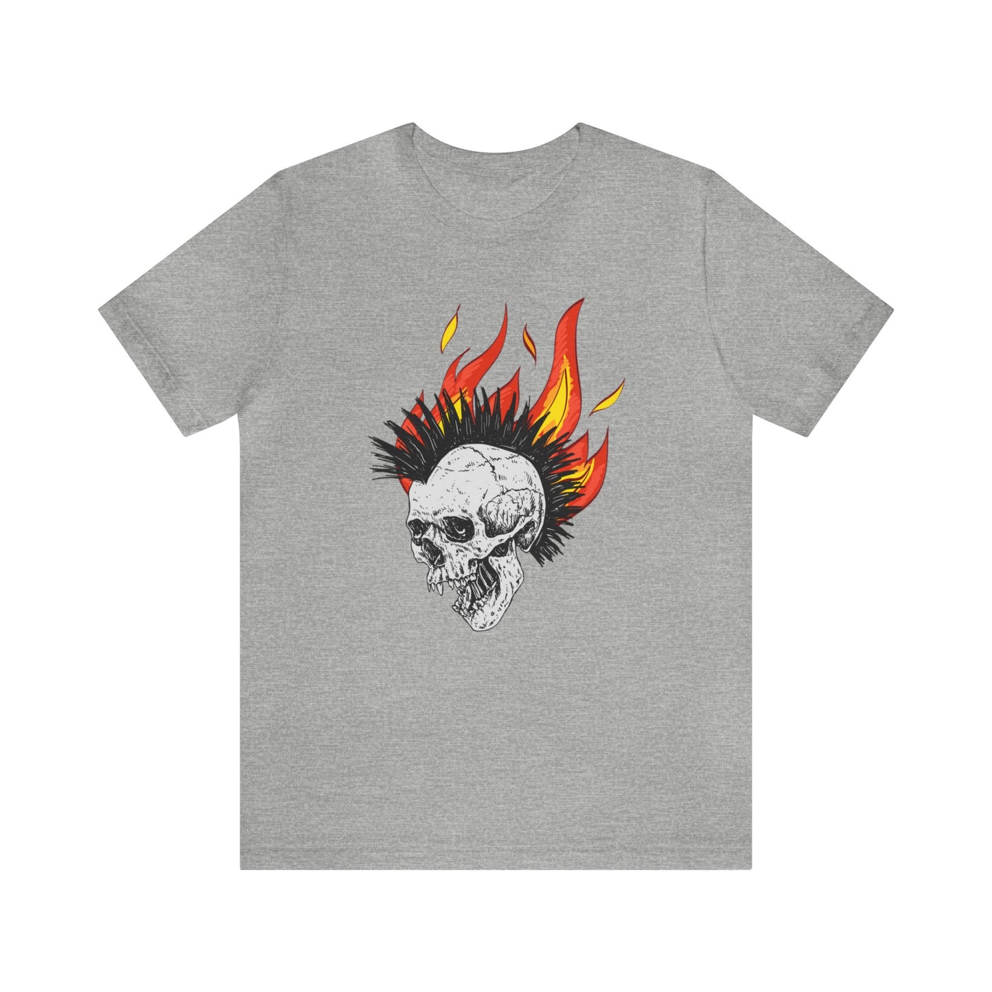 Flaming Skull With Mohawk - Graphic T Shirt