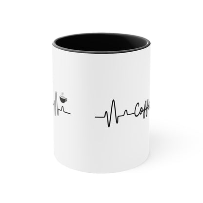 Two Toned Accent Coffee Mug (White and Black, for Coffee Lovers , 11oz