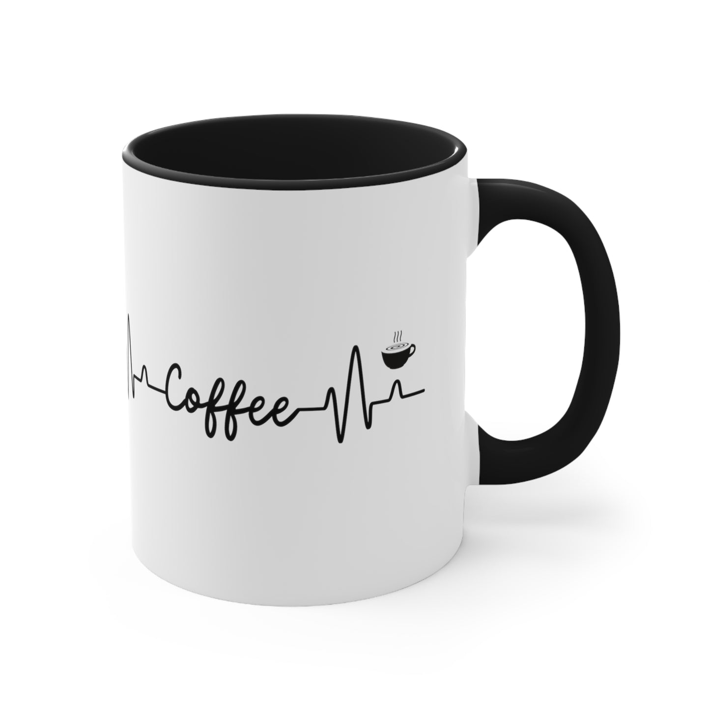 Two Toned Accent Coffee Mug (White and Black, for Coffee Lovers , 11oz