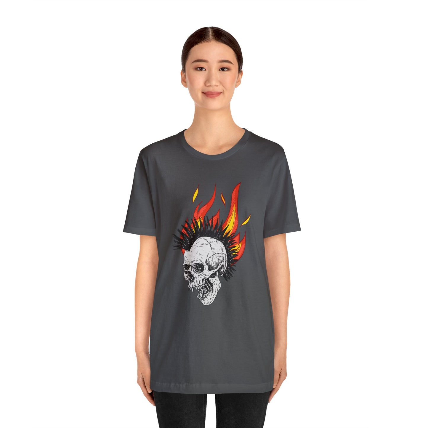 Flaming Skull With Mohawk - Graphic T Shirt