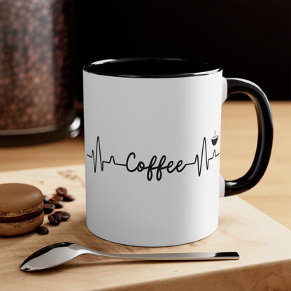 Two Toned Accent Coffee Mug (White and Black, for Coffee Lovers , 11oz