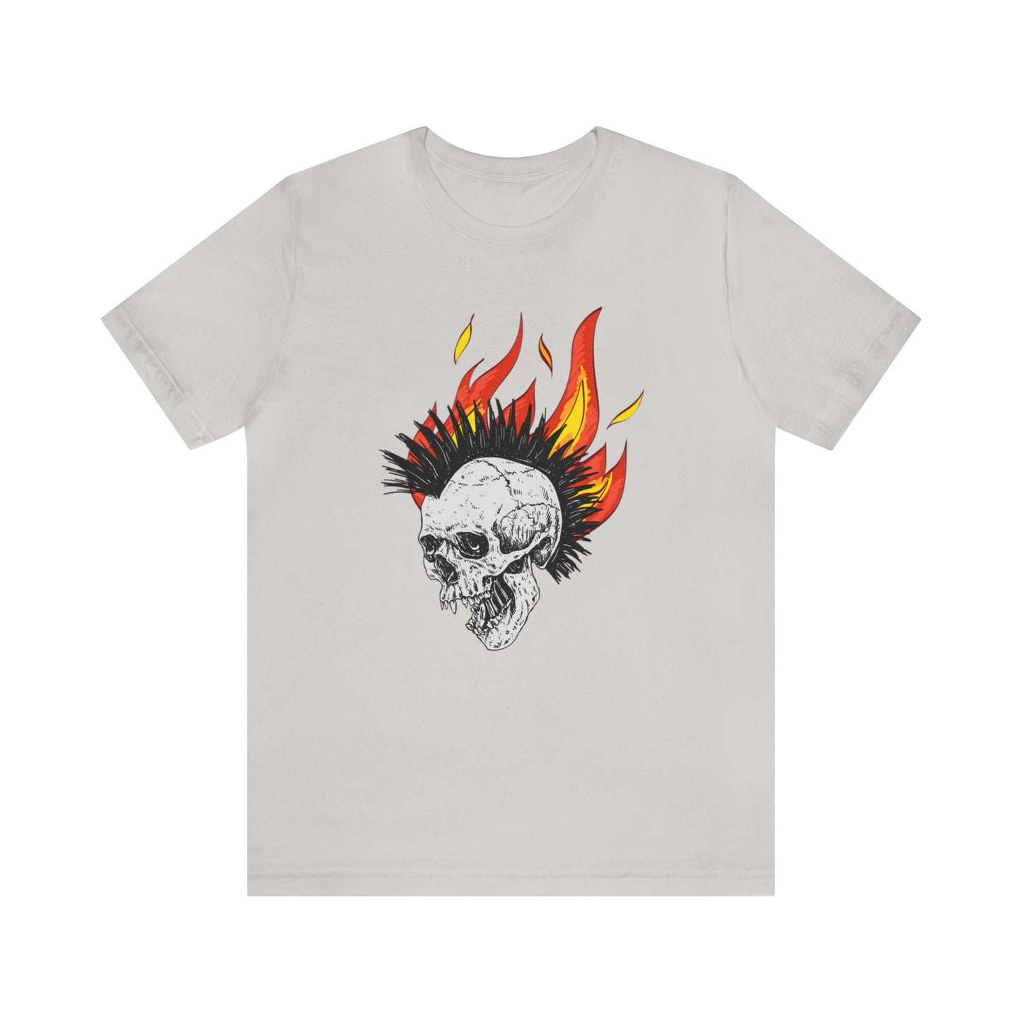 Flaming Skull With Mohawk - Graphic T Shirt