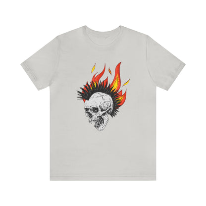 Flaming Skull With Mohawk - Graphic T Shirt