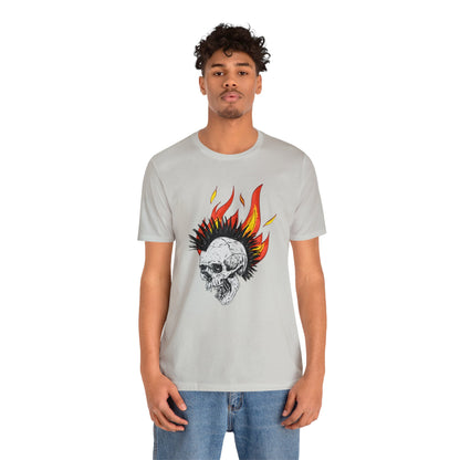 Flaming Skull With Mohawk - Graphic T Shirt