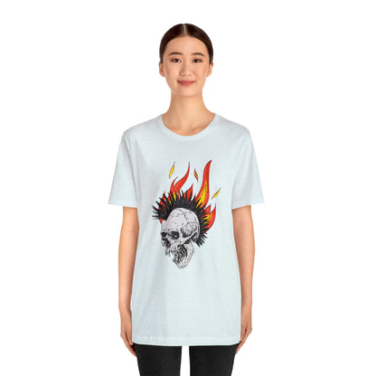 Flaming Skull With Mohawk - Graphic T Shirt