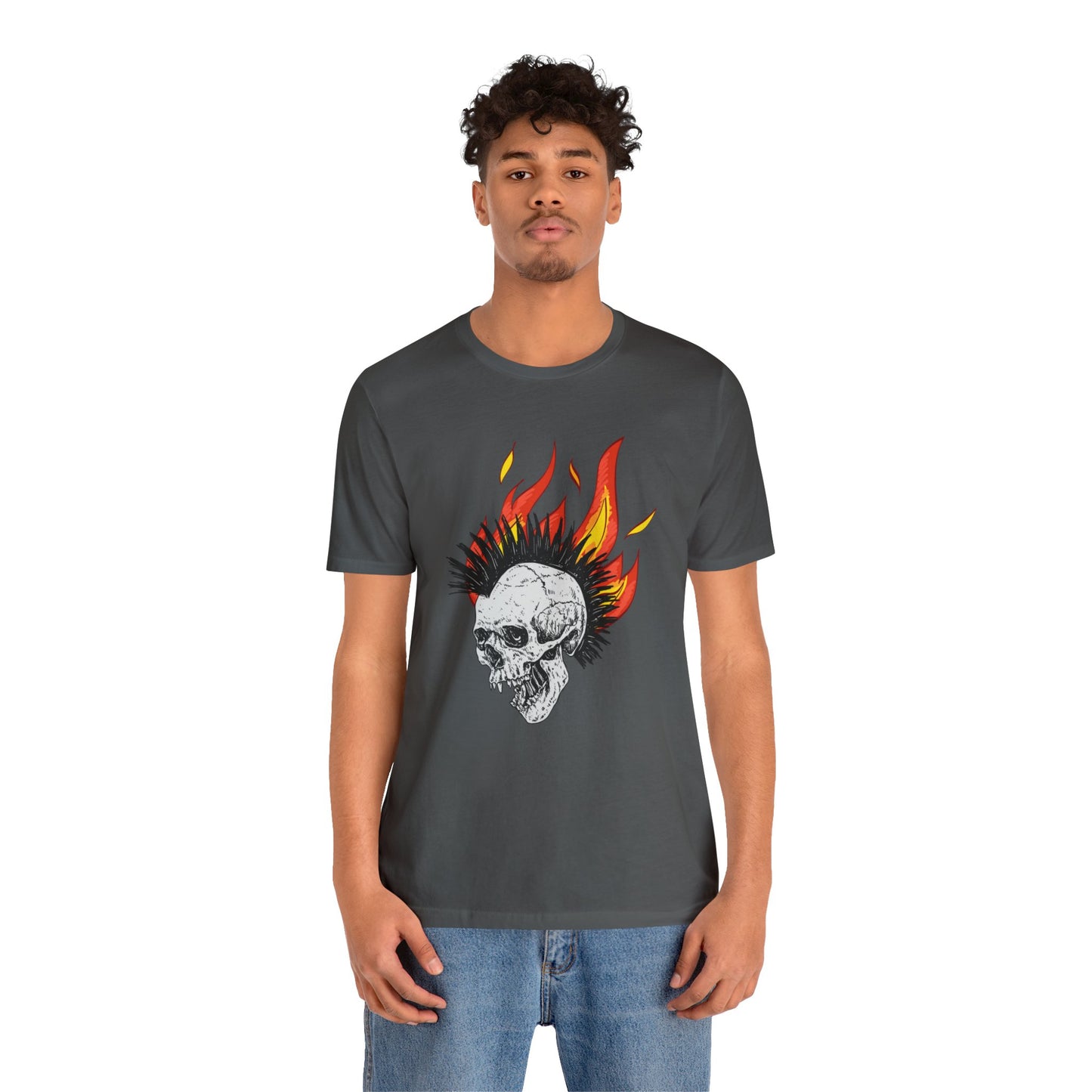 Flaming Skull With Mohawk - Graphic T Shirt