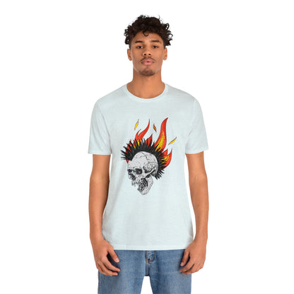 Flaming Skull With Mohawk - Graphic T Shirt