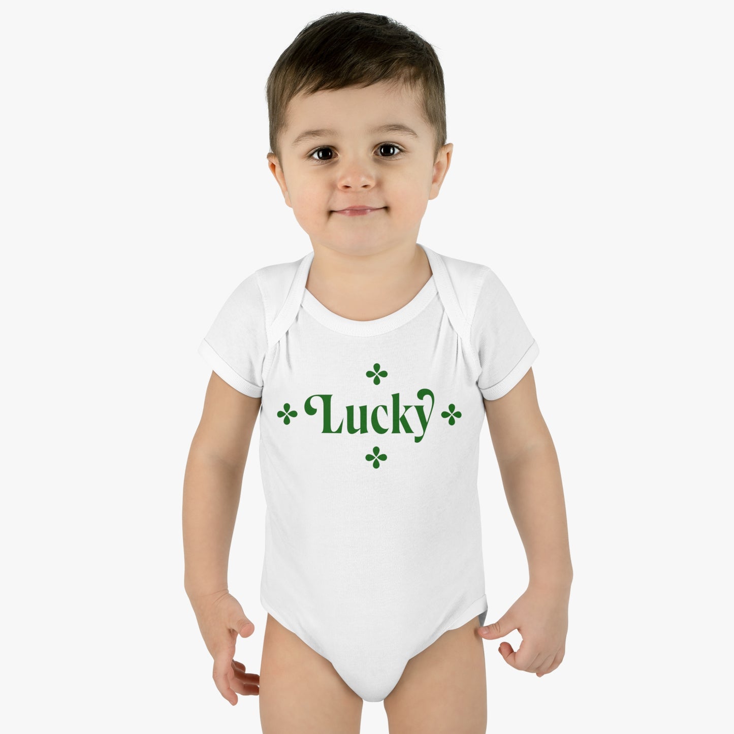 St. Patricks Day - "Lucky" Infant Baby Rib Bodysuit,
