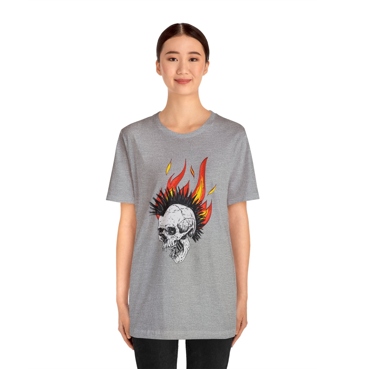 Flaming Skull With Mohawk - Graphic T Shirt