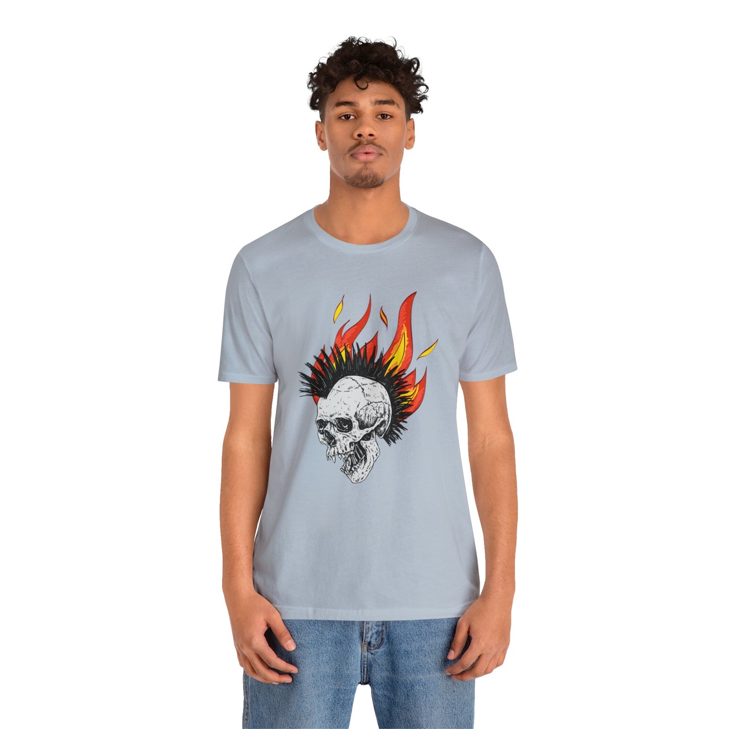 Flaming Skull With Mohawk - Graphic T Shirt