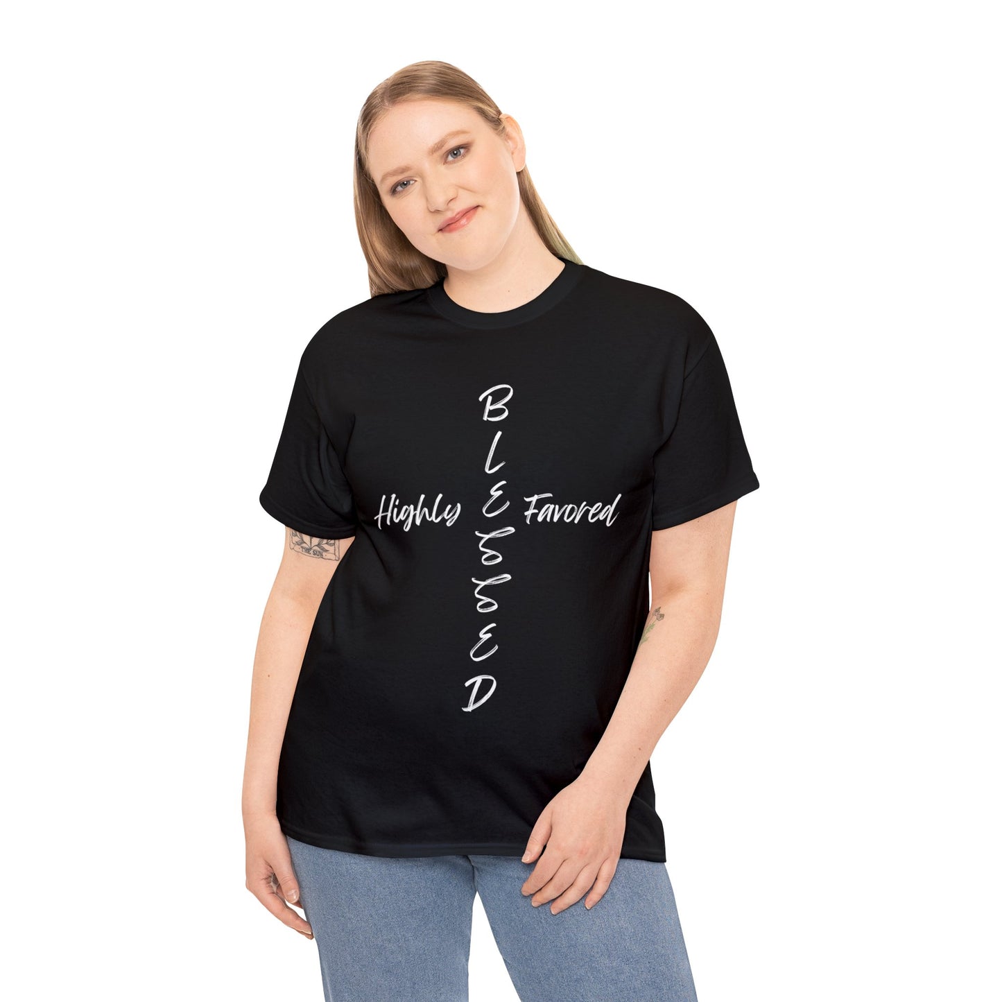 Blessed and Highly Favored - Unisex Heavy Cotton Tee