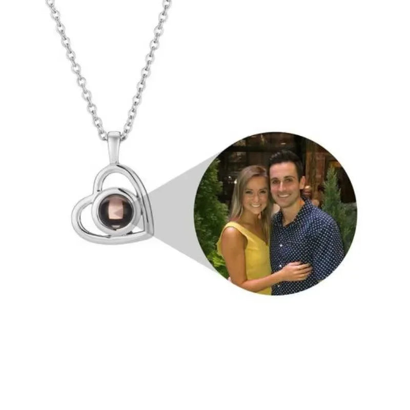 Dropshipping #07 - Customized Photo Projection Necklace Christamas Day Mum Gift Lover Personalized Picture Name Memory Jewelry B