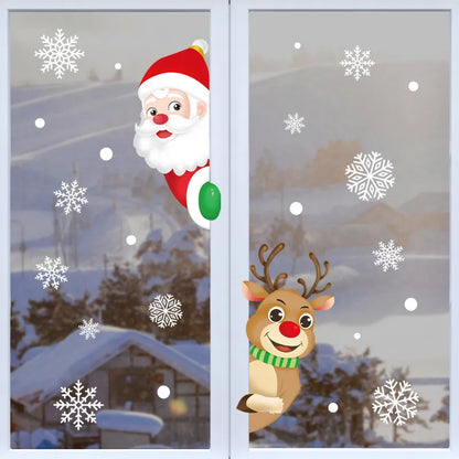 Window Stickers Christmas Decoration for Home 2024 New Year Santa Wall Sticker Navidad Gift Festival Party Xmas Window Decor